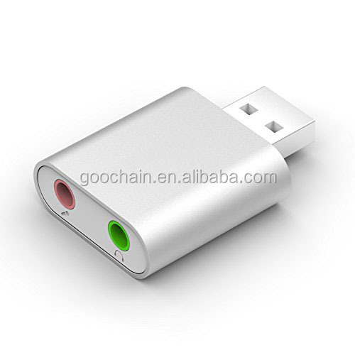 Алюминиевый внешний стерео звуковой адаптер USB для Windows и Mac, Plug and play