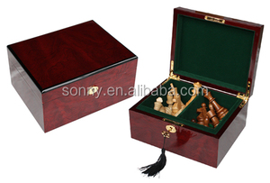 Caja de almacenamiento de piezas de ajedrez de madera pintada brillante de nogal fabricada en Dongguan - Product Image 6