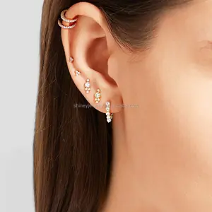 Anting-Anting Kancing Berlapis Rhodium Perak Murni 925 Minimalis Halus Indah Kecil