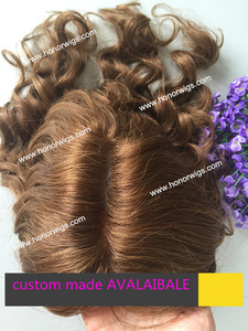 HT250 Colore Marrone <span class=keywords><strong>Chiaro</strong></span> con Parte Centrale Scura # Parrucchino Personalizzato per Donne, 6 Pezzi, 100% <span class=keywords><strong>Capelli</strong></span> Umani Vergini Indiani, Lunghezza 14 Pollici, Onda Morbida BW - Product Image 2