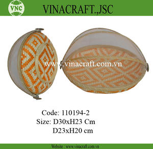 Panier de rangement tissé en bambou Orange du Vietnam décoration de la maison panier de fruits couverture filet avec matériau en rotin - Product Image 2