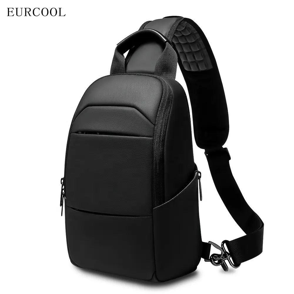Eurcool Leisure School Crossbody Leather Cross Messenger Bags For Men Chest With USB Charging