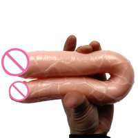 DD-030/productos de sexo consolador doble suave Flexible de la Vagina y Anal mujer lesbiana doble Dong sexo juguete