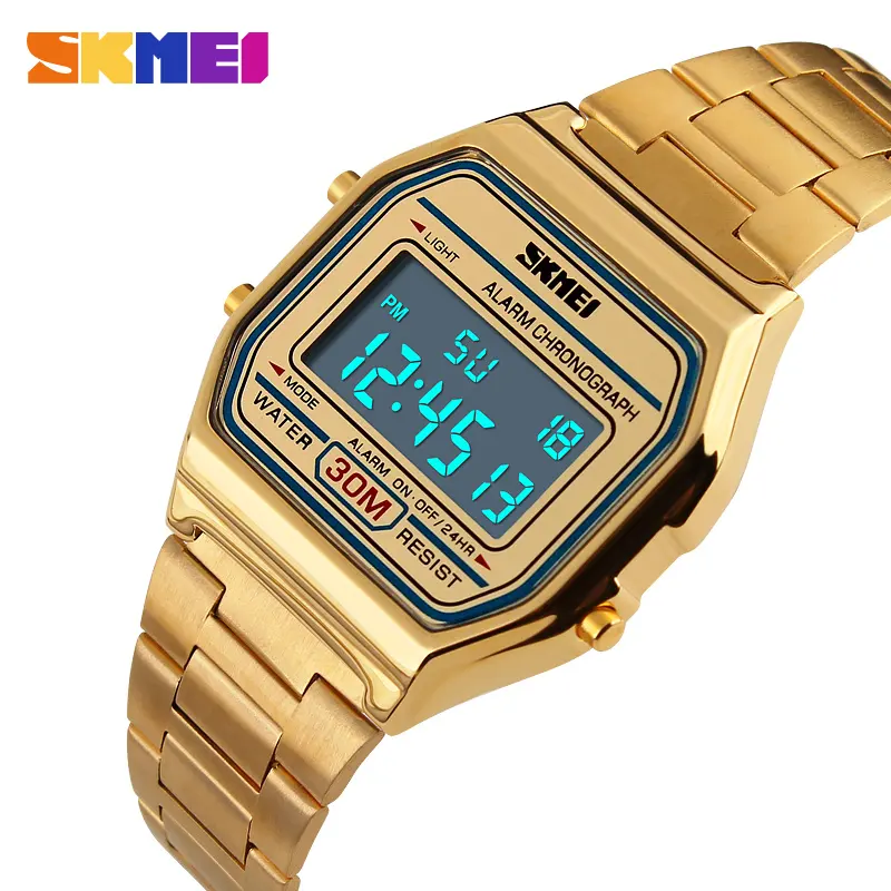 2017 luxury design chrono dual time wristwatches SKMEI 1123 mens digital analog watch Golden relojes hombre