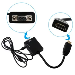 Nam để nữ HDMI để VGA chuyển đổi Adapter với cáp âm thanh 1080P HDTV lồi Đầu chuyển đổi Adapter