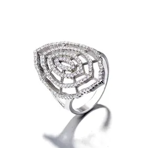 批发925纯银首饰戒指密镶钻石结婚戒指设计戒指