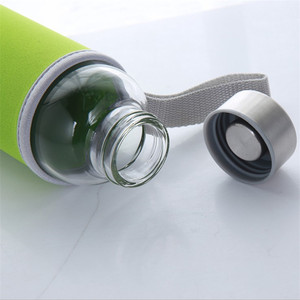 Colore <span class=keywords><strong>500</strong></span> <span class=keywords><strong>ml</strong></span> isolati personalizzato portatile borosilicato potabile bottiglia di acqua di vetro con custodia in neoprene - Product Image 4