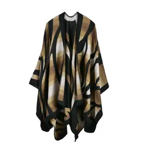 คุณภาพสูง CASHMERE Poncho mexicano ผู้หญิงขนแกะฤดูหนาว stole shawl สำหรับ Boutique 0319040