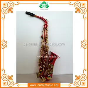 Saxofón Alto de cuerpo rojo profesional AS013 Eb saxofón Alto F # con estuche