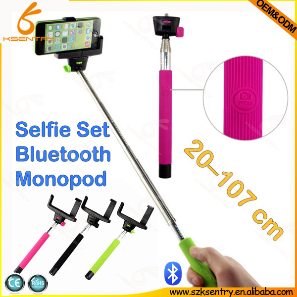 Selfie Stick Handheld Monopod + Bluetooth Shutter Remote Control for Smartphones