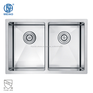 Hecho a mano <span class=keywords><strong>de</strong></span> acero inoxidable undermount plato doble fregadero <span class=keywords><strong>de</strong></span> la <span class=keywords><strong>cocina</strong></span> <span class=keywords><strong>de</strong></span> piedra - Product Image 1