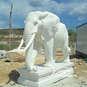 Gran decoración de jardín al aire libre tamaño personalizado tallado a mano puerta blanca estatua de elefante - Product Image 3