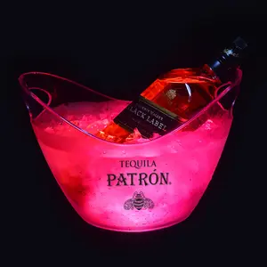 china suppliers 8L boat shape ps plastic spirts beer wine champagne led luminous ice bucket for promotion