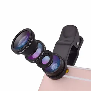 Universal Ikan Mata 3 Dalam 1 Klip Fisheye Lensa Kamera Ponsel Pintar Lebar Sudut Macro Lensa Ponsel untuk iPhone