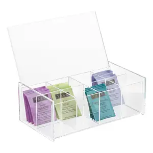 Caja de almacenamiento de acrílico para bolsitas de té