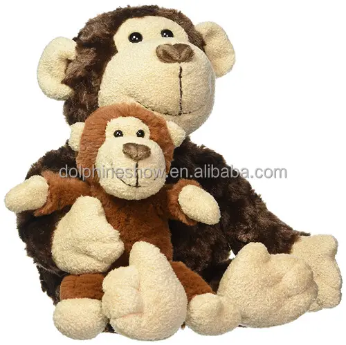 Customized Gifts Stuffed Animal Mom And Baby Plush Toys Monkey Wholesale OEM Cartoon Brown Soft Plush Monkey Toy