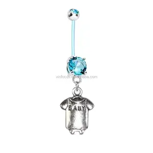 Aqua Gem Bebê Gravidez BioFlex 14g Piercing Umbigo Anel Bioflex Piercing Body Jewelry