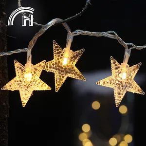 Cordão de luz com estrelas do natal, para áreas externas