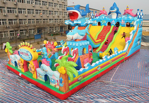 Công Viên <span class=keywords><strong>Inflatable</strong></span> Tích Hợp Khổng Lồ Combo Bouncer Vui Chơi Giải Trí Cá Mập Trượt Bơm Hơi - Product Image 3