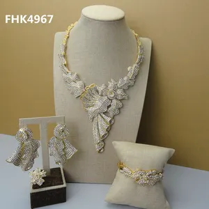 Yuminglai 2019 wholesales के लिए लक्जरी फैशन अफ्रीकी दुल्हन शादी अद्वितीय आभूषण सेट महिलाओं FHK4967