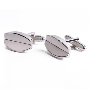 Luxury Silver <strong>Polished</strong> Designer Bulk Geometry <strong>Oval</strong> Shaped Mens French <strong>Cufflinks</strong> - Product Image 1