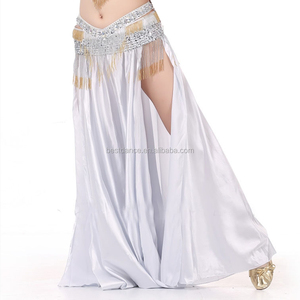 <span class=keywords><strong>Jupe</strong></span> de danse du ventre scintillante en Satin pour femmes, vêtement Tribal, fente latérale - Product Image 3