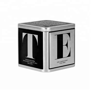 Caja de Té Cuadrada Metálica <span class=keywords><strong>con</strong></span> <span class=keywords><strong>Tapa</strong></span> Insertable, 98x98x98mm, Reciclable, Personalizable, de Grado Alimenticio, para Empaque de Hojas de Té, Uso como Regalo - Product Image 1
