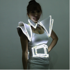 Luminous Clothes LED Luminous Clothing Suit for Club Party Stage <strong>Ballroom</strong> <strong>Dance</strong> <strong>Dresses</strong> Luminous Sleeveless Jacket Waistband Set