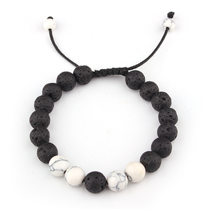 Chaude À La Mode pierre de lave Charme Mat jewlery Noir Onyx <span class=keywords><strong>chakra</strong></span> Perle Bracelet pour Hommes - Product Image 4