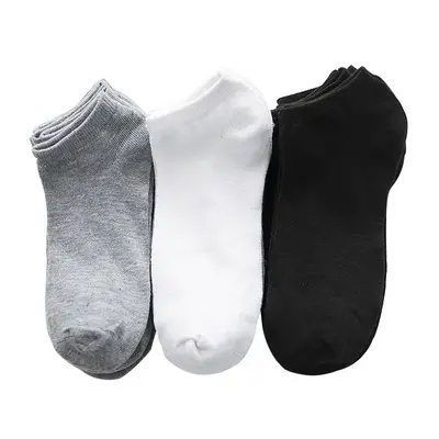 Polyester basic white black gray adult socks cheap unisex sports socks