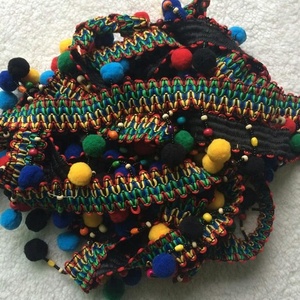 Giá Thấp Nhiều Màu Pom Pom Bóng Tassel Trims Với Ribbon Hạt Rìa Tua - Product Image 3