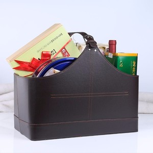 New High Quality Design Low Price Wholesale PU Leather Mother's Day Gift <strong>Basket</strong> <strong>Hamper</strong> Storage <strong>Basket</strong> <strong>for</strong> Gift Packing - Product Image 1
