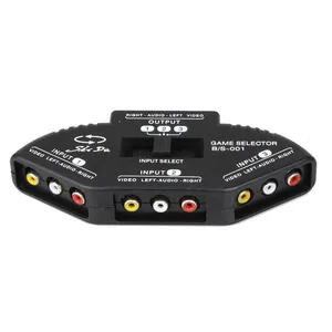 ใหม่3 Way Port Audio Video AV RCA Splitterฮับ + สาย