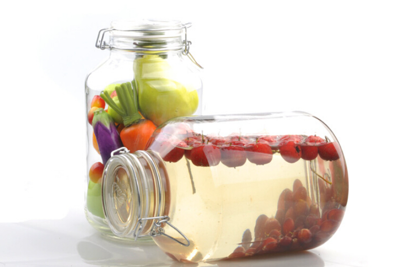 Haonai glassware glass jar with tight lid food storage glass jar with lock food jar