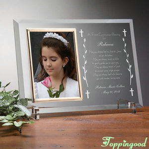 Marco de foto de 5mm de cristal grabado primera comunión santa - Product Image 1