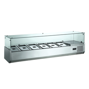Refrigerador de <span class=keywords><strong>encimera</strong></span> comercial para mesa de preparación de Pizza/barra de cobertura, cubierta de vidrio para refrigerador - Product Image 1