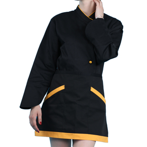 Poliestere misto cotone 195GSM PER 235GSM corpo nero arancione piping bordo button Ultime cuoco indossare monopetto <span class=keywords><strong>chef</strong></span> uniforme - Product Image 3