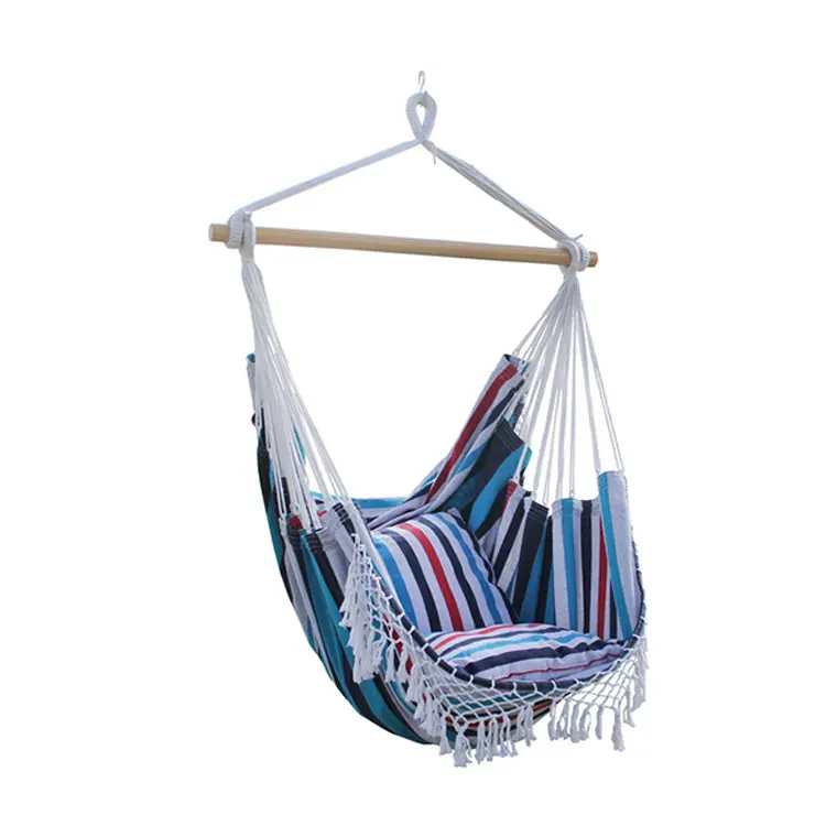 Padded Cotton Hanging Fabric Swing Hammock Chair with Pillow