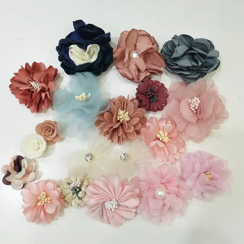 Flores artificiales al por mayor chiffon craft flowers silk artificial flower for clothing handmade flowers accessories