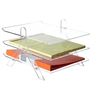 Acryl Schreibtisch-Organisator 3 Stufen Papier Datei-Organisator-Schale durchsichtiges Dokument Brief-Schale für Bürorganisation