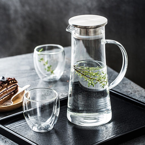 Pichet à eau <span class=keywords><strong>en</strong></span> <span class=keywords><strong>verre</strong></span> Borosilicate transparent, 1,5 l, avec couvercle <span class=keywords><strong>en</strong></span> acier inoxydable, résistante à la chaleur, pour <span class=keywords><strong>Carafe</strong></span> à carpe, filtre à eau - Product Image 4