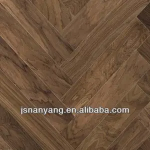 herringbone Black Walnut engineered parquet wood flooring by WEINIG production line