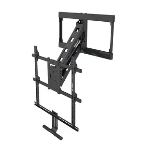 Mantel Fireplace Gas Spring Up And Down TV Wall Mount Swivel TV Bracket For 65 Inch