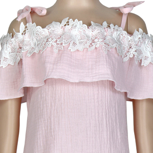 <span class=keywords><strong>Diario</strong></span> de verano color rosa seersucker vestido sin mangas gallus encaje volantes vestidos de Partido de las muchachas - Product Image 5