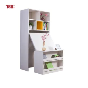 Venta al por mayor, mesa plegable de Color blanco, escritorio plegable de madera con librería