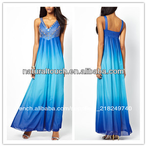 Fabricants de vêtements chinois, perles <span class=keywords><strong>embelli</strong></span> corsage femmes robe maxi( ylq03083) - Product Image 1