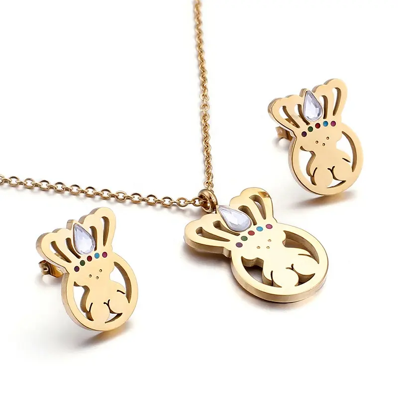 Conjuntos de collares dorados sencillos con diseños de osos, accesorios de moda para mujer, venta al por mayor