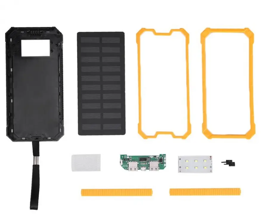 Dual 2 caricabatterie rapido USB nero/verde/giallo/arancione universale portatile 20000mAh scatola di cassa della banca di energia solare Kit fai da te
