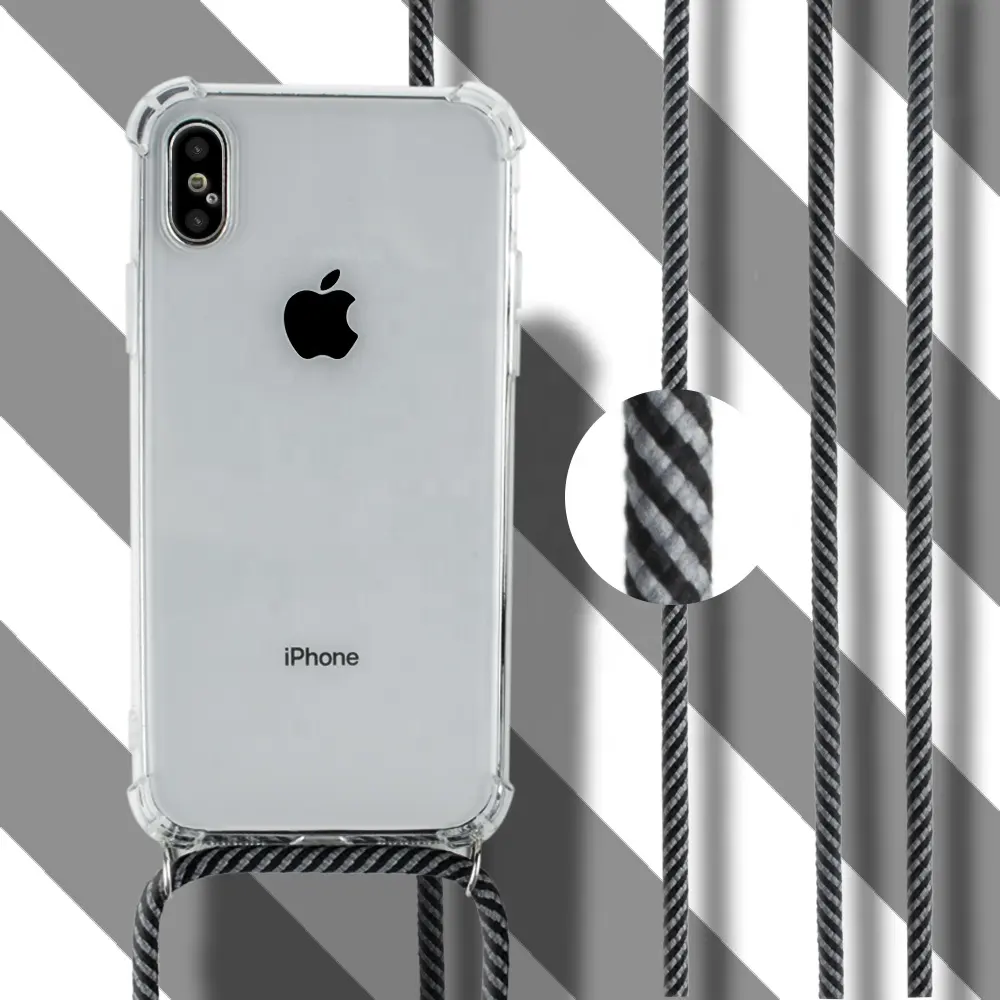 Petite QUANTITÉ MINIMALE DE COMMANDE Livraison rapide Stock Corde Collier Bandoulière Portable TPU Téléphone Housse Coque Pour IPhone XI/Xs/Xs Max Étui de Téléphone