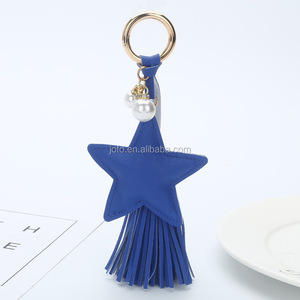 Porte-clé en cuir PU, avec pompon, breloque en forme de cinq étoiles, sac à main, portefeuille, porte-clés, nouvelle mode 2020 - Product Image 5